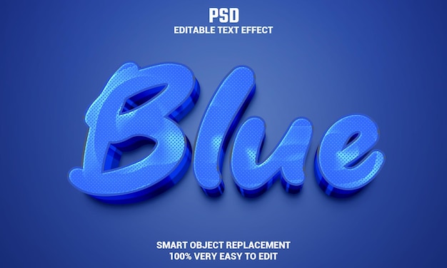 Efeito de texto editável 3d azul com fundo PSD Premium