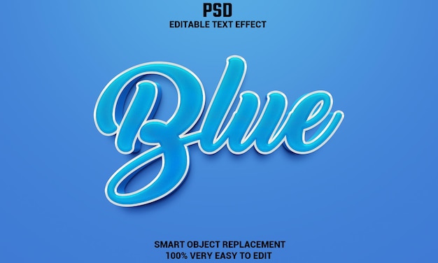 Efeito de texto editável 3d azul com fundo psd premium