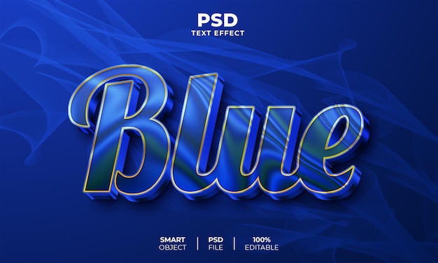 PSD efeito de texto editável 3d azul