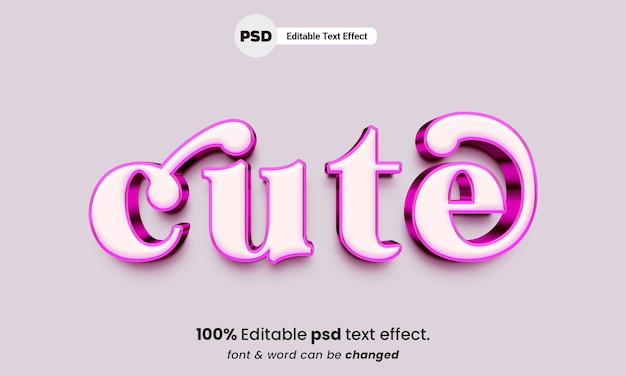 Efeito de texto editável 3d bonito efeito de texto psd