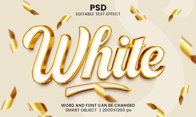 Efeito de texto editável 3d branco psd premium com plano de fundo