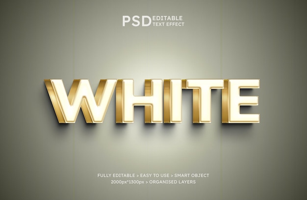 PSD efeito de texto editável 3d branco