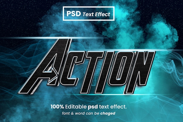 efeito de texto editável 3d de ação