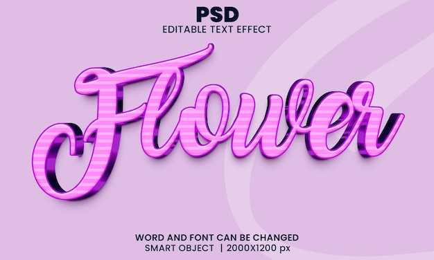 PSD efeito de texto editável 3d de flor psd premium com plano de fundo