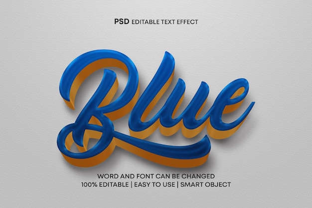 Efeito de texto editável 3d de luxo azul