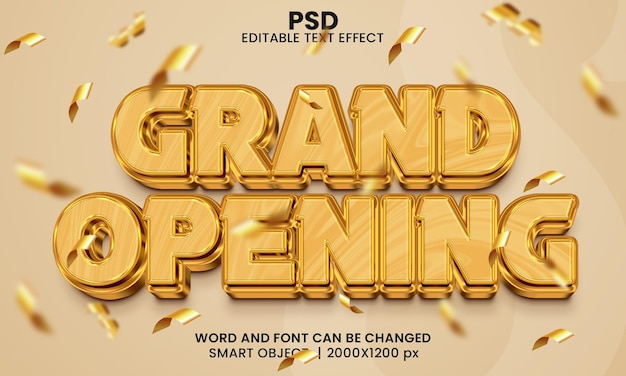 PSD efeito de texto editável 3d de luxo de inauguração psd premium com plano de fundo