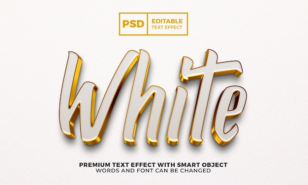 Efeito de texto editável 3D de luxo em ouro branco elegante psd premium