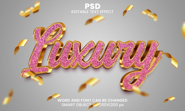Efeito de texto editável 3d de luxo PSD Premium com plano de fundo