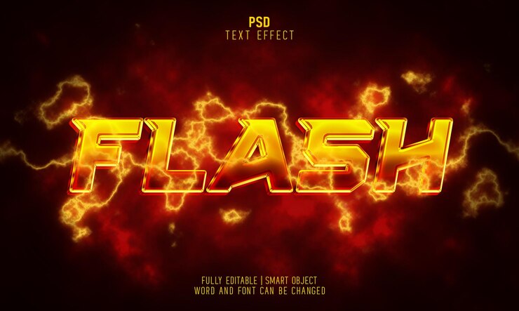 PSD efeito de texto editável 3d de relâmpago de flash