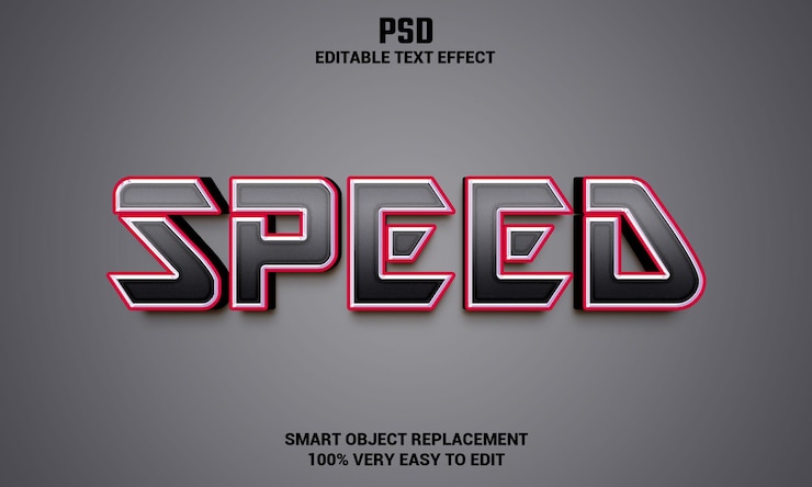 PSD efeito de texto editável 3d de velocidade com plano de fundo psd premium