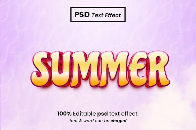 Efeito de texto editável 3d de verão