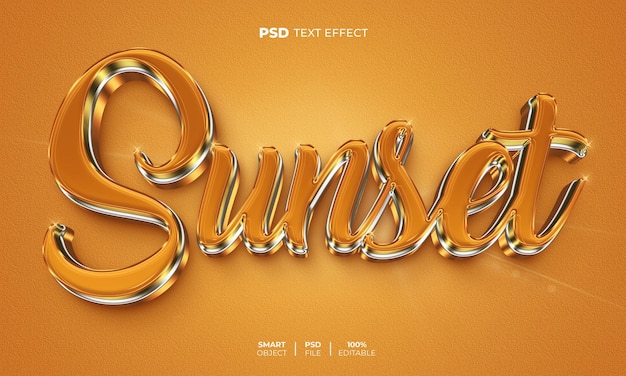 Efeito de texto editável 3d do pôr do sol