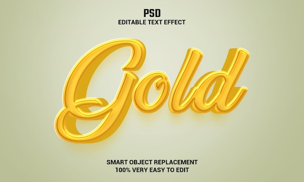 Efeito de texto editável 3d dourado com fundo psd premium