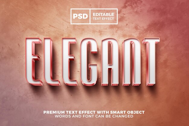 Efeito de texto editável 3D elegante rosa branca de luxo dourado