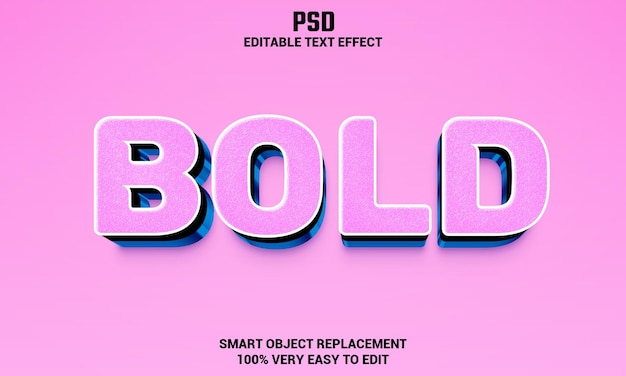 Efeito de texto editável 3d em negrito com fundo PSD Premium