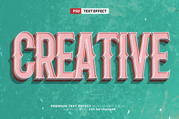 Efeito de texto editável 3D em negrito vintage criativo