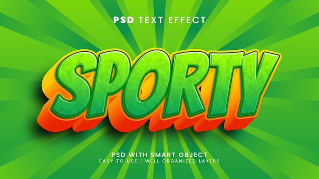 Efeito de texto editável 3d esportivo com estilo de texto saudável e de treinamento