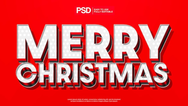 Efeito de texto editável 3D Feliz Natal
