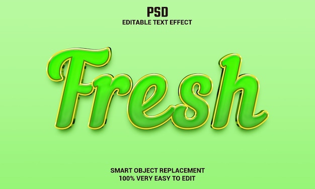 Efeito de texto editável 3d fresco com fundo PSD Premium