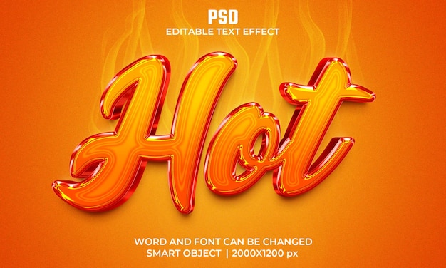 Efeito de texto editável 3D Hot Premium Psd com fundo
