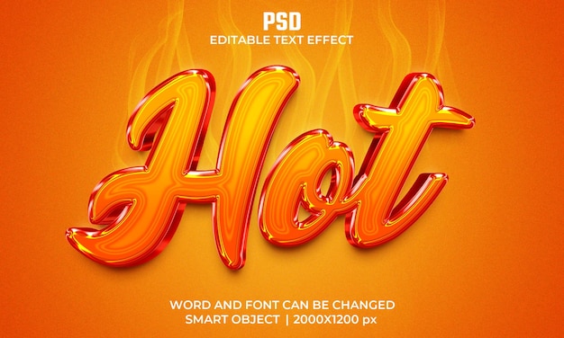 Efeito de texto editável 3d hot premium psd com fundo