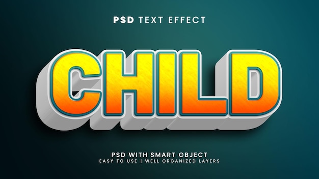 Efeito de texto editável 3d infantil com estilo de texto feliz e infantil