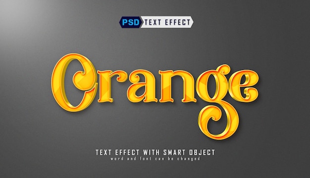 efeito de texto editável 3d laranja criativo