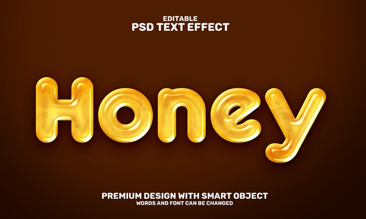 Efeito de texto editável 3D líquido amarelo mel