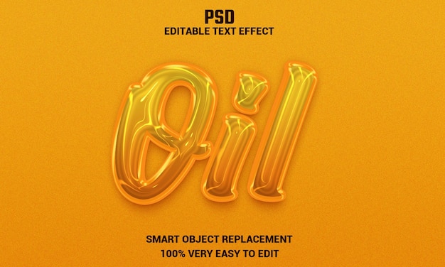 Efeito de texto editável 3d líquido de óleo com PSD premium de fundo