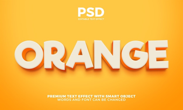 PSD efeito de texto editável 3d orange bold cartoon