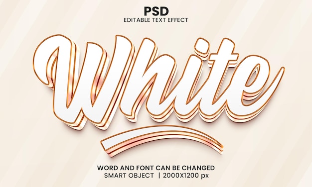 Efeito de texto editável 3d ouro branco psd premium com fundo