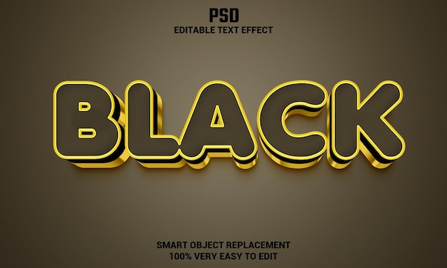 Efeito de texto editável 3d preto com fundo PSD Premium