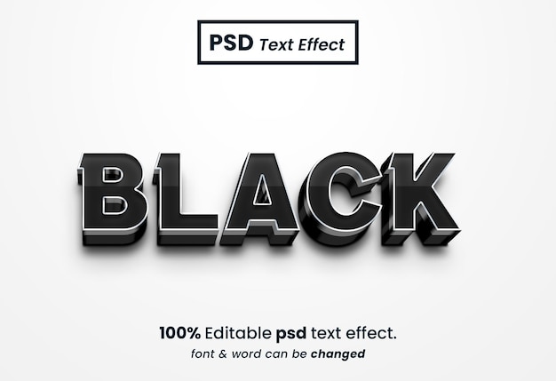 Efeito de texto editável 3d preto