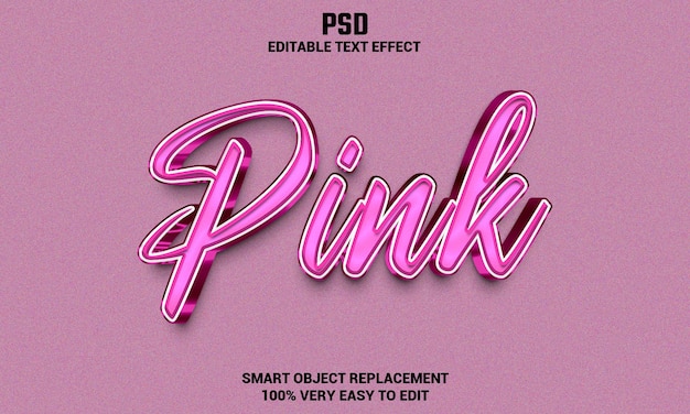 Efeito de texto editável 3d rosa com fundo PSD Premium