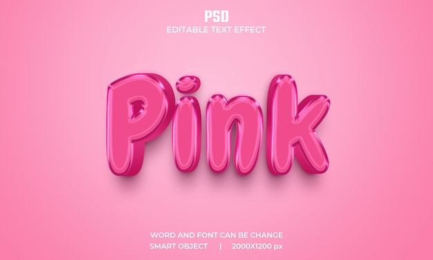 Efeito de texto editável 3d rosa Premium Psd com fundo