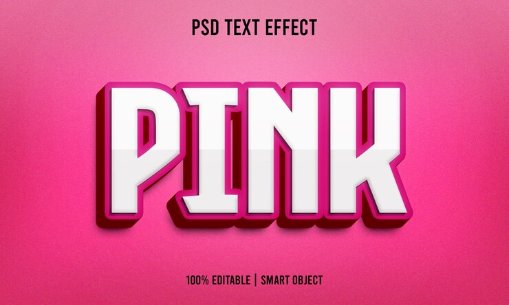 Efeito de texto editável 3d rosa Premium Psd com fundo