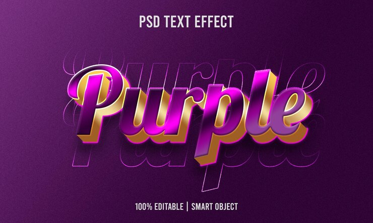 Efeito de texto editável 3d roxo Psd Premium com fundo