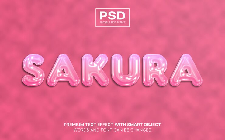 Efeito de texto editável 3d sakura