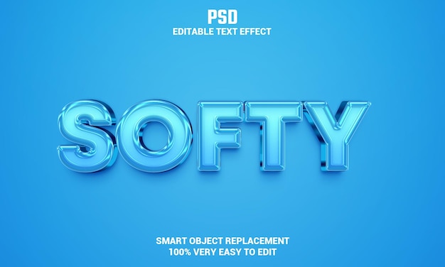 Efeito de texto editável 3d suave com fundo PSD Premium