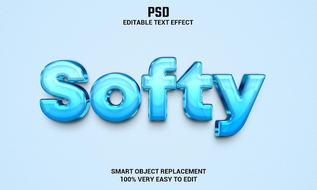 Efeito de texto editável 3d suave com fundo PSD Premium