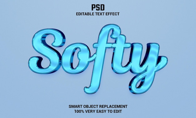 Efeito de texto editável 3d suave com fundo PSD Premium