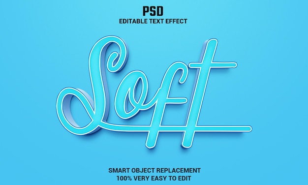 Efeito de texto editável 3d suave com fundo PSD Premium