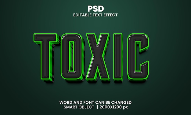 Efeito de texto editável 3d tóxico PSD Premium com plano de fundo