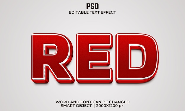 Efeito de texto editável 3d vermelho Premium Psd com fundo