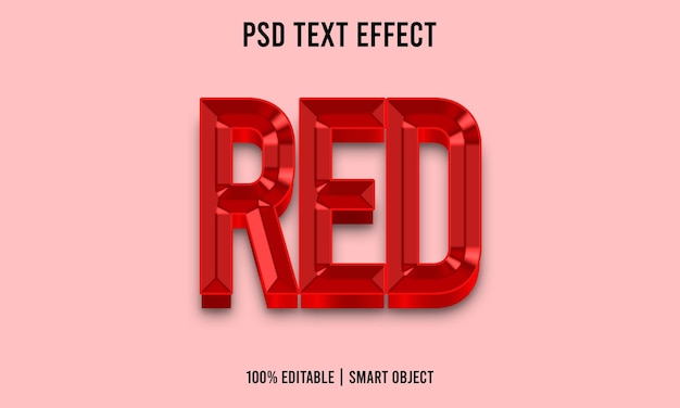 PSD efeito de texto editável 3d vermelho premium psd com fundo