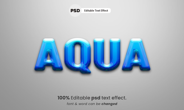 Efeito de texto editável aqua 3d