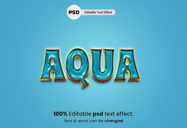 PSD efeito de texto editável aqua 3d