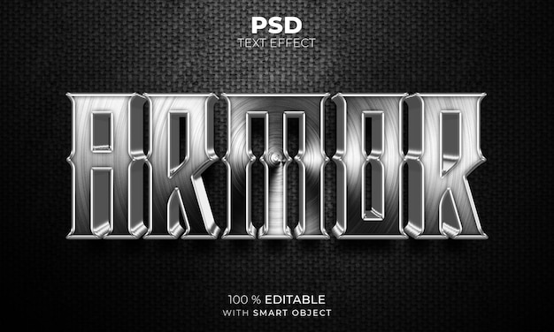 Efeito de texto editável Armor Metal 3D