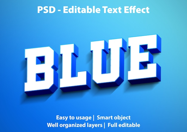 Efeito de texto editável azul