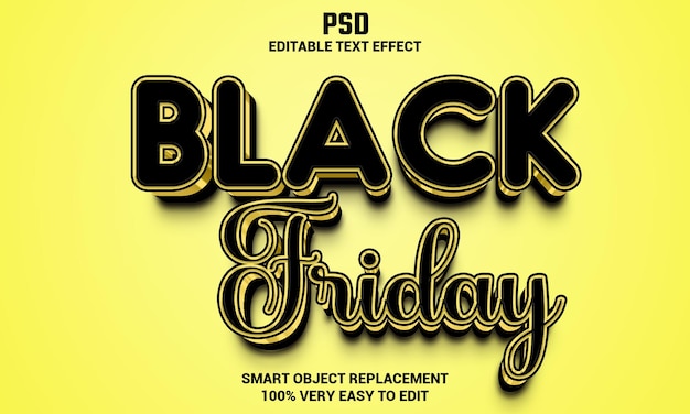 Efeito de texto editável black friday 3d com plano de fundo psd premium